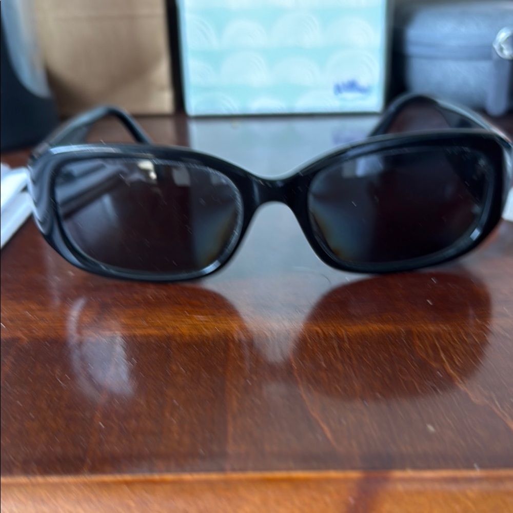 Coach Black Sunglasses with Glossy Oval Frame